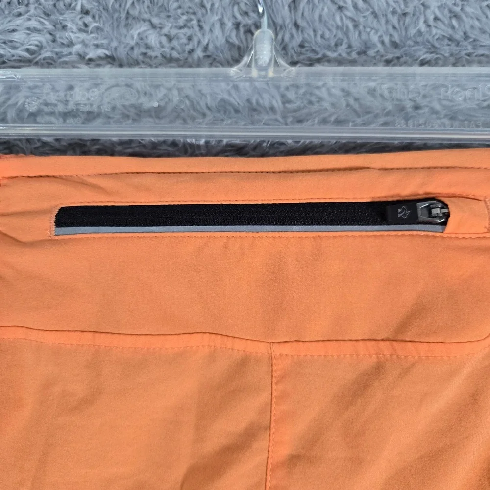 Rabbit Repeat 4 Womens Running Shorts Orange Navy Blue Zipper Pocket Large